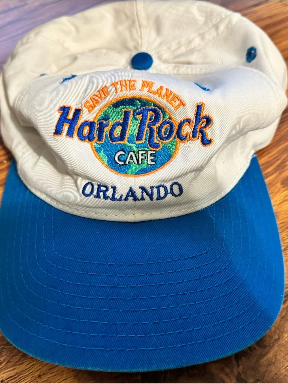 Vintage Hard Rock Cafe White and Blue Orlando Embroidered Baseball Cap